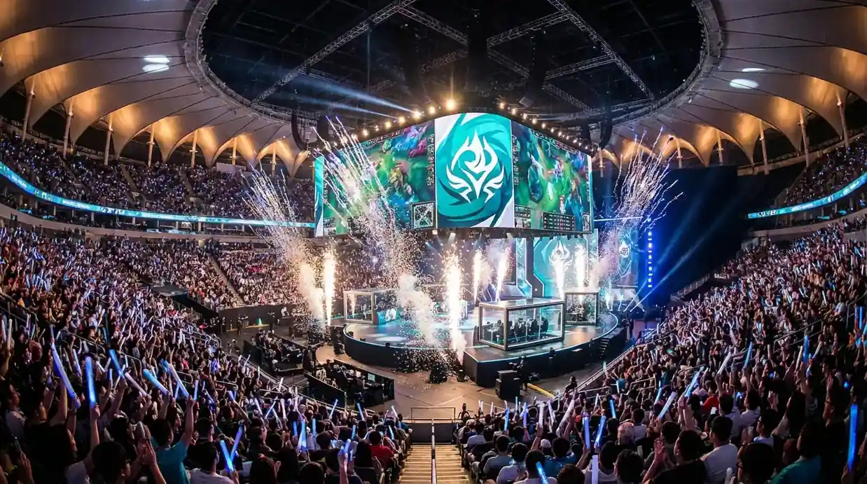 LoL Worlds-turnering med publik i en stor esportarena